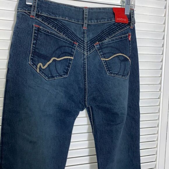 Vintage ECKO Red Flare Jeans Embroidered Logo Size 9 - Picture 12 of 16